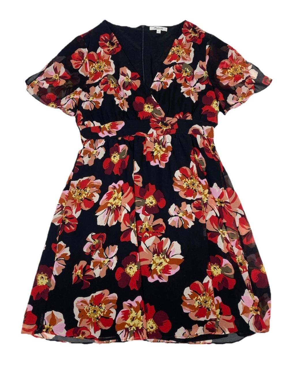 Madewell Tulip-Sleeve Floral Mini Dress in French Rose Women's Size 6 - Picture 1 of 11